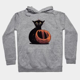 Scruffy black cat on a pumpkin Hoodie